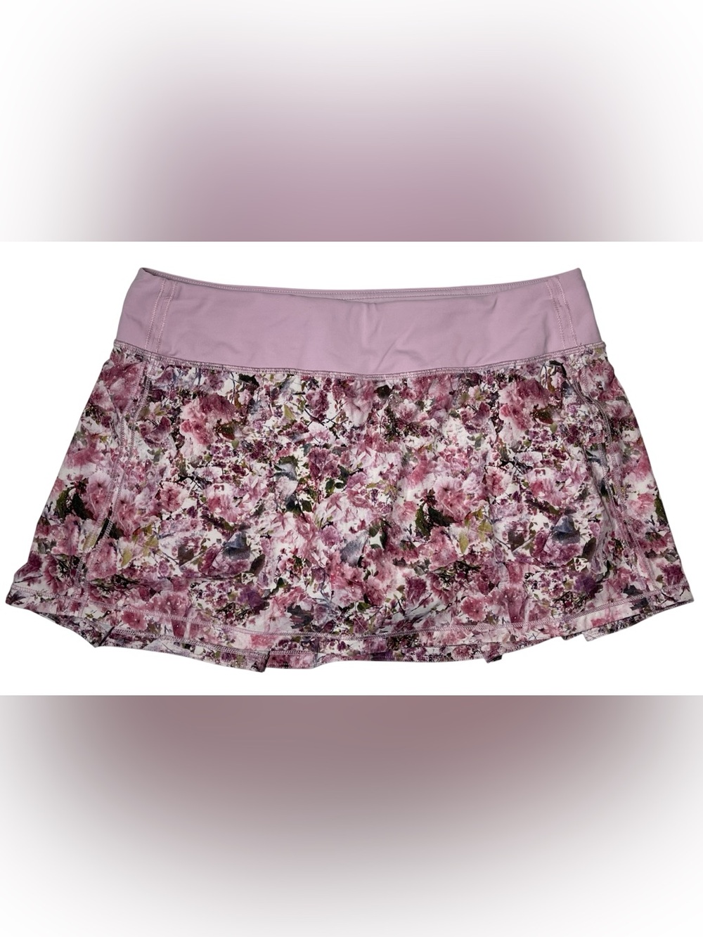 Lululemon Play Off The Pleats Skirt Skort Blossom Spritz Pink Chalk Floral-SZ 8 - Picture 2 of 8